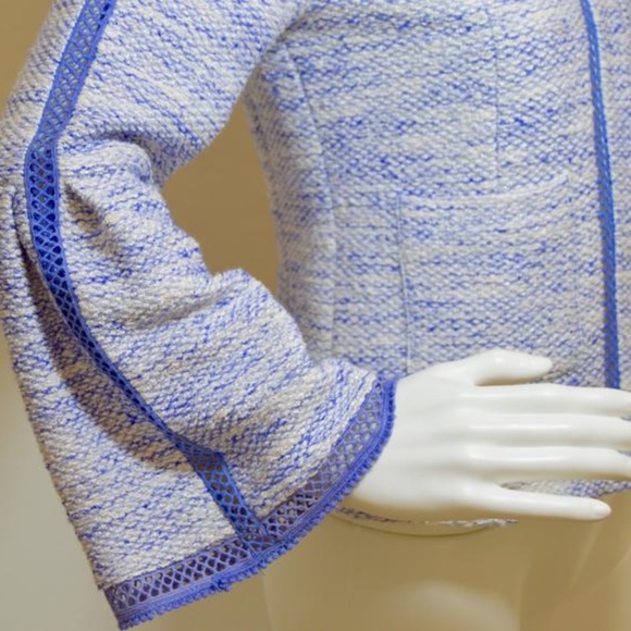 Nanette Lepore Light Blue New Graphic Tweed Jacket 🇺🇸 - Picture 5 of 10